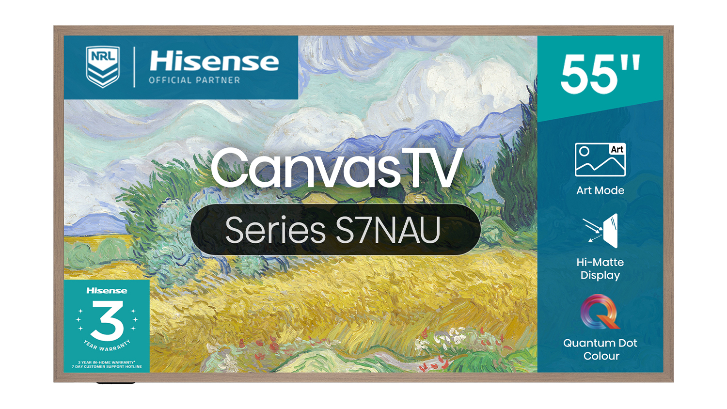 Hisense 55" Canvas Series S7NAU Smart 4K QLED TV (2025) with Vidaa U8 OS