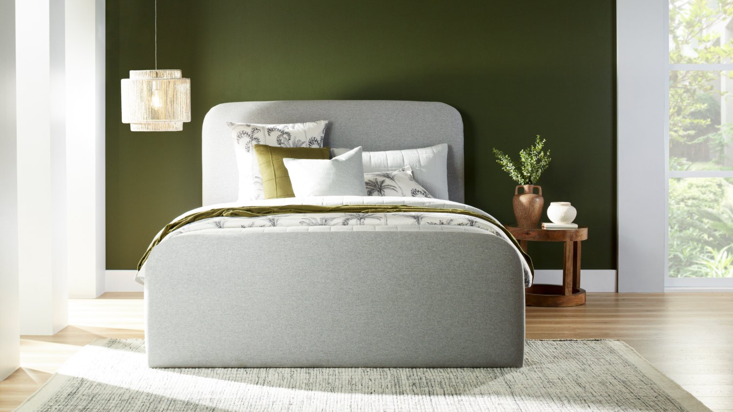 Barney Queen Upholstered Bed Frame - Pebble Grey