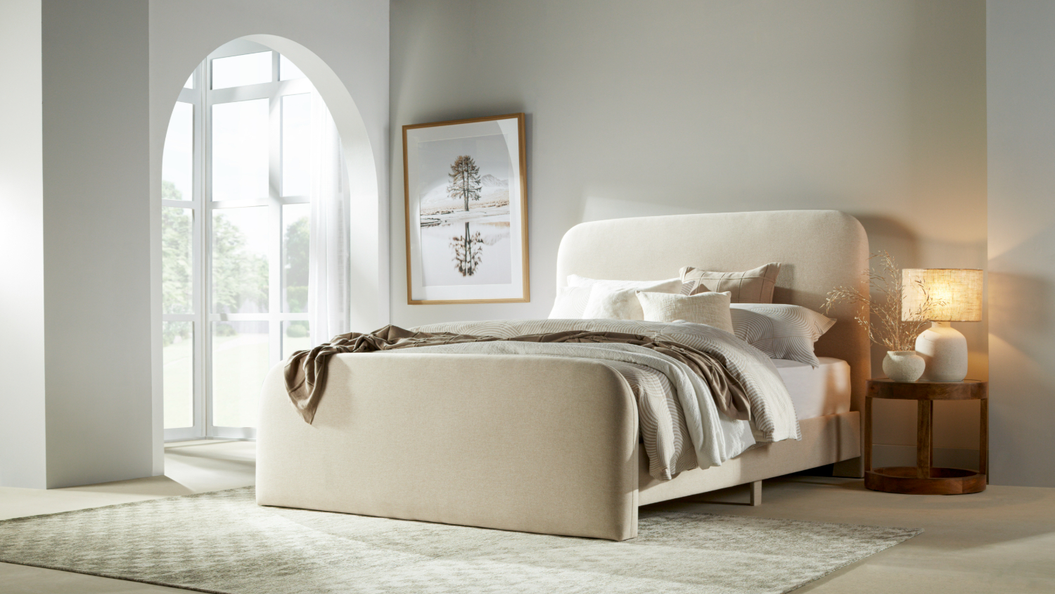 Barney Super King Upholstered Bed Frame - Stone