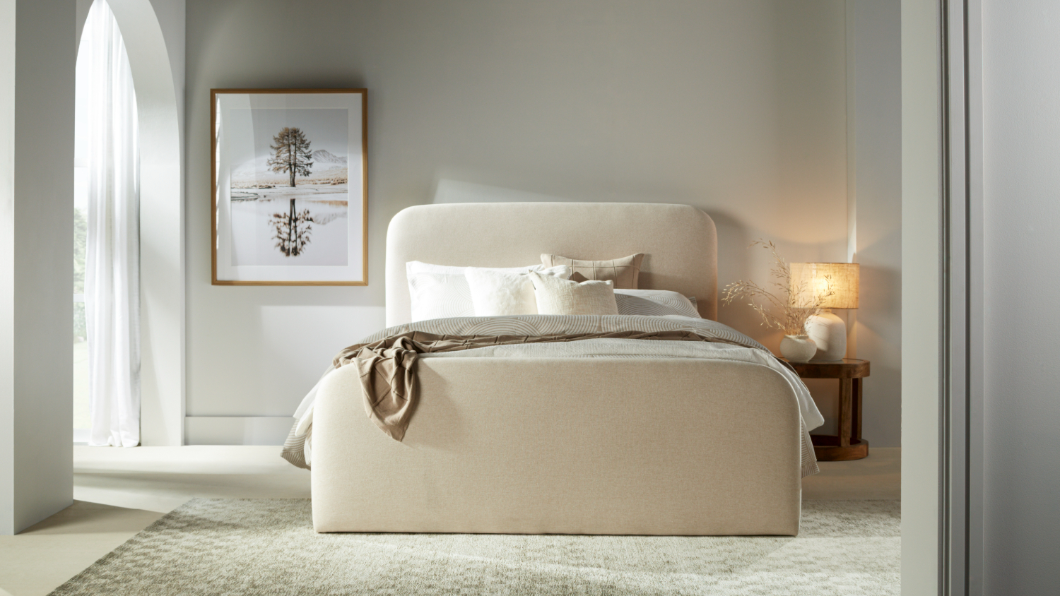 Barney Super King Upholstered Bed Frame - Stone