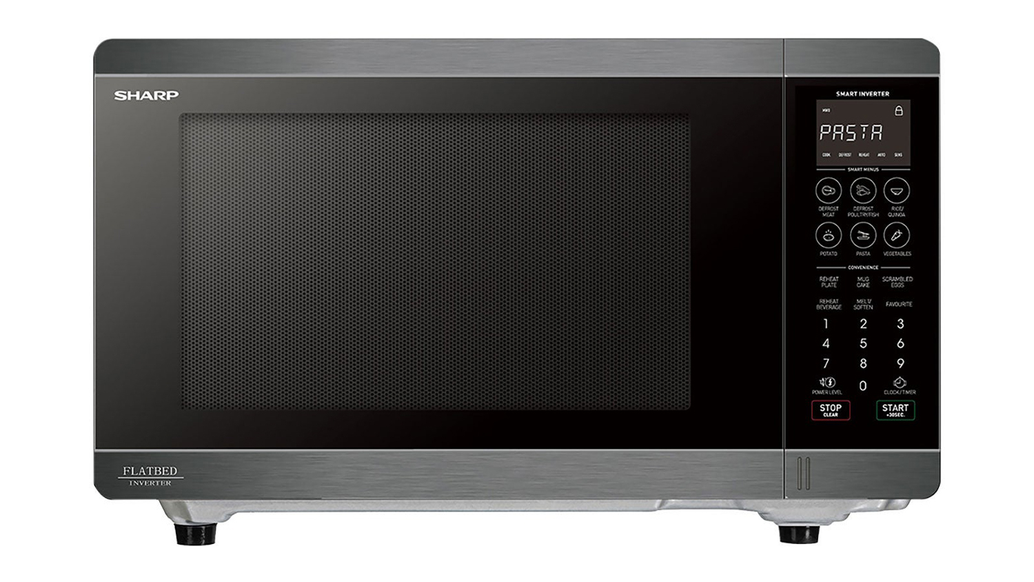 Sharp 30L Flatbed Inverter 1200W Microwave - Black Stainless Steel (SM327FHB)