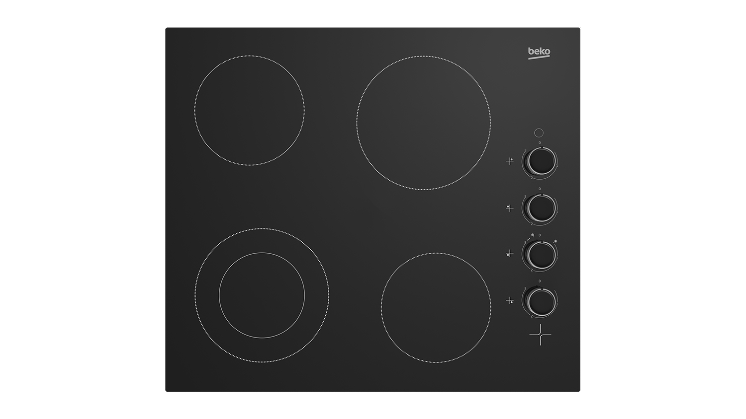 Beko 60cm 4 Zone Ceramic Cooktop - Black Glass (BCT601CG)