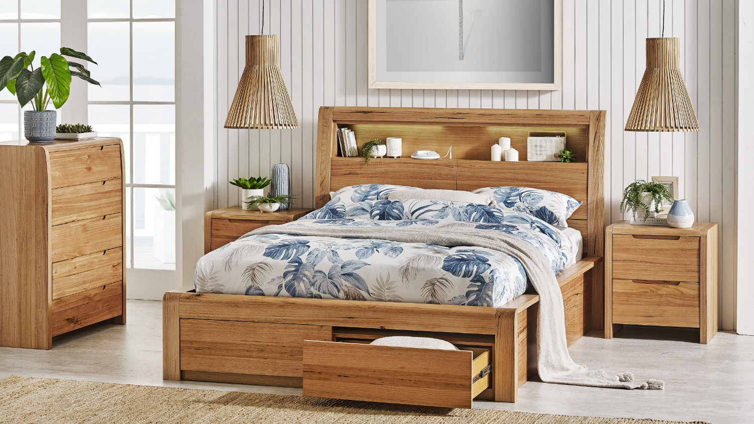 Edison King Bed Frame with 2 Drawer Base