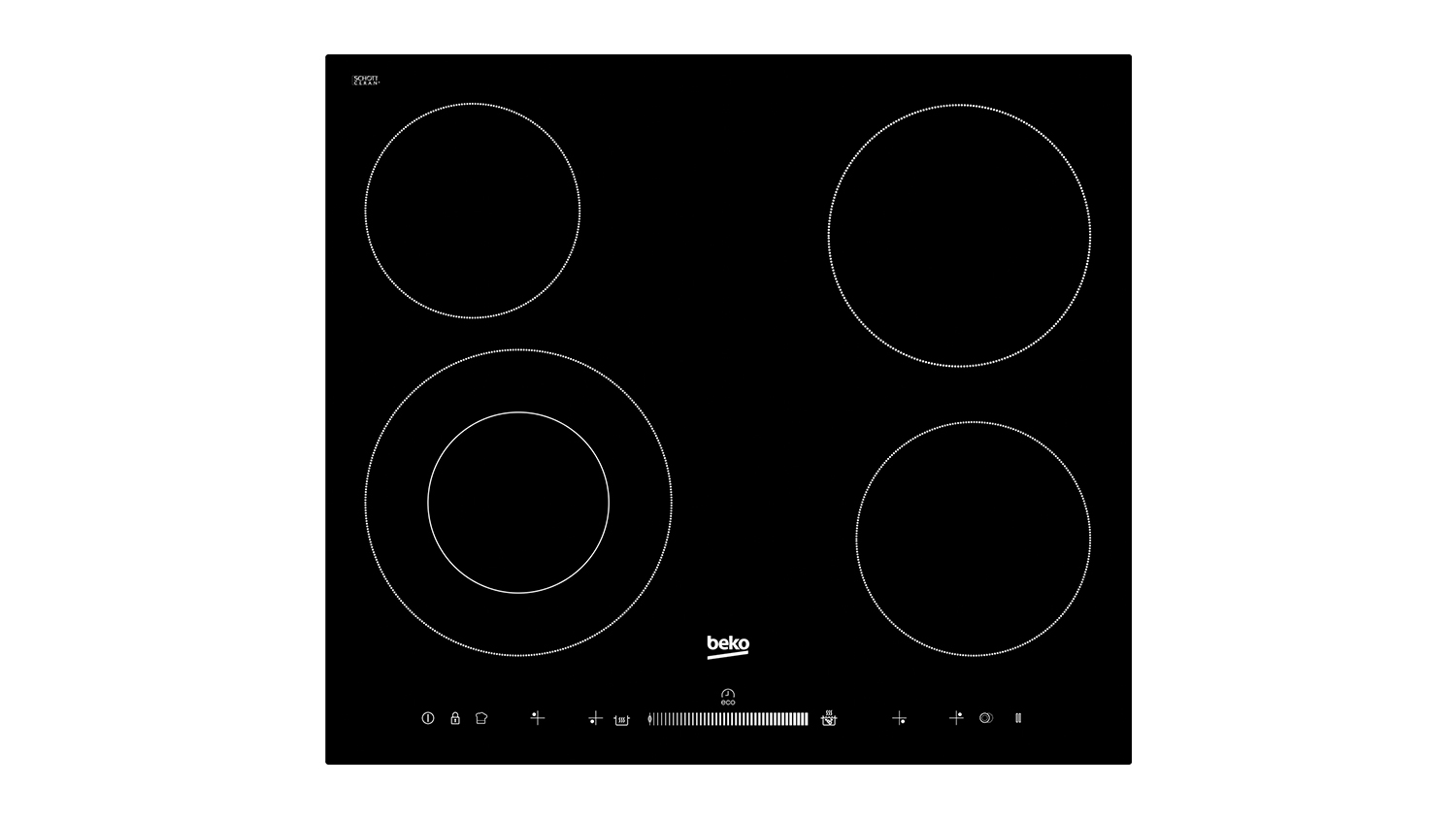 Beko 60cm 4 Zone Ceramic Cooktop - Black Glass (HIC64502T)