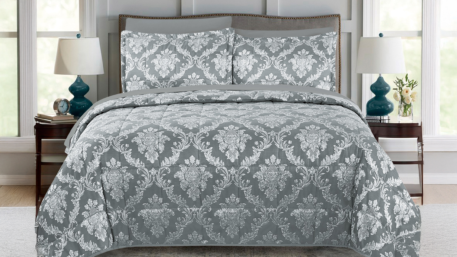 Oxford Grey 5 Piece Comforter Set