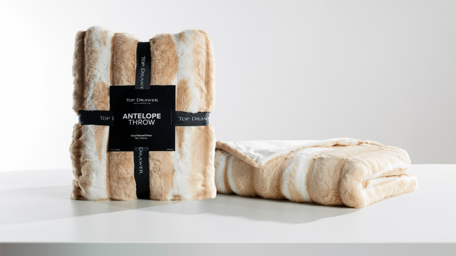 Antelope Beige Faux Fur Throw by Top Drawer