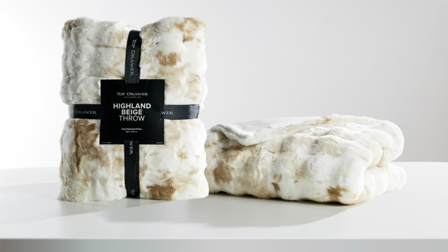 Highland Beige Faux Fur Throw by Top Drawer