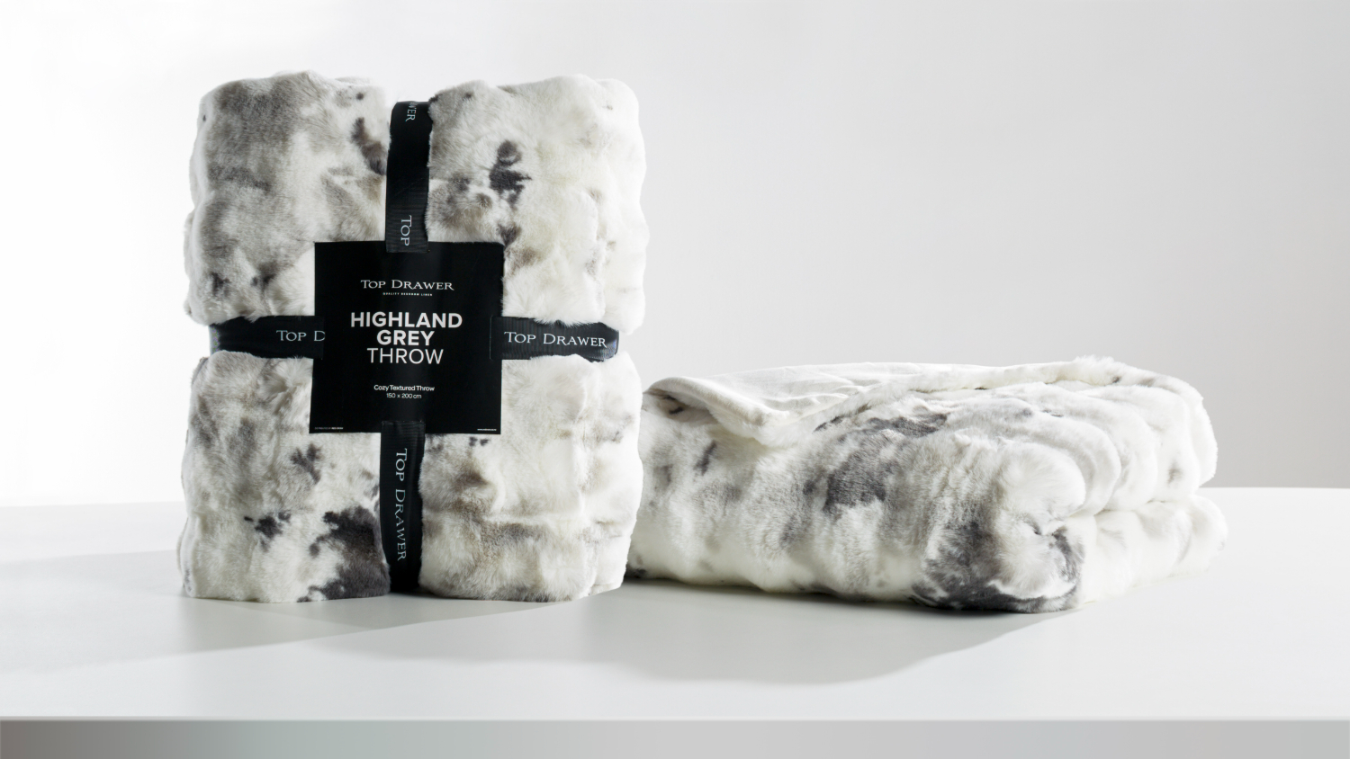 Highland Grey Faux Fur Throw by Top Drawer