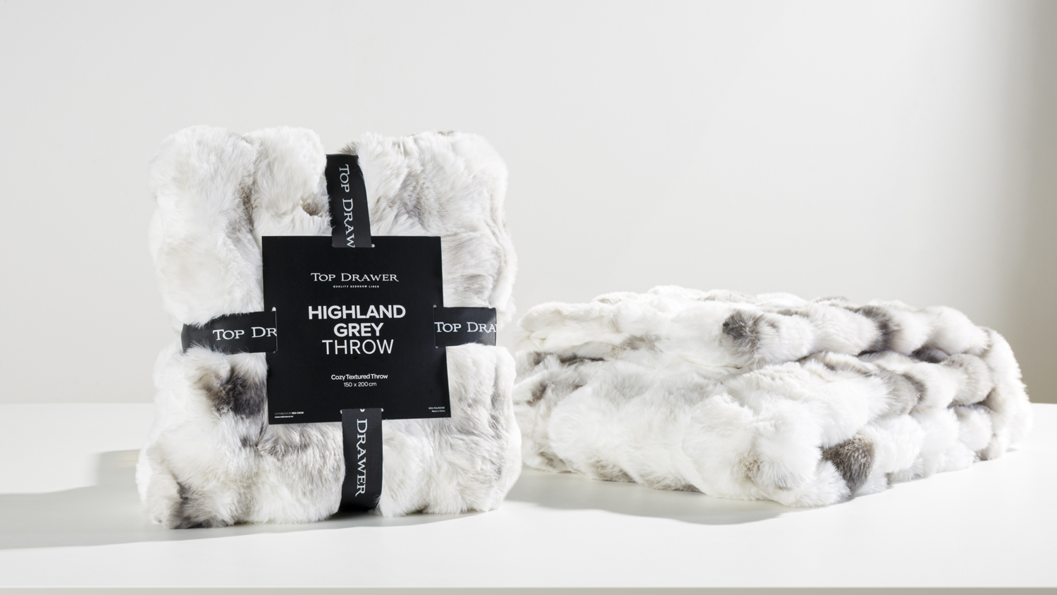Highland Grey Faux Fur Throw by Top Drawer