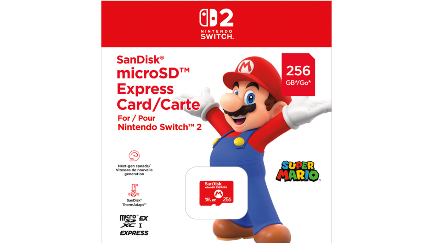 SanDisk MicroSD Express Card for Nintendo Switch 2 - 256GB (microSDXC, UHS-I)