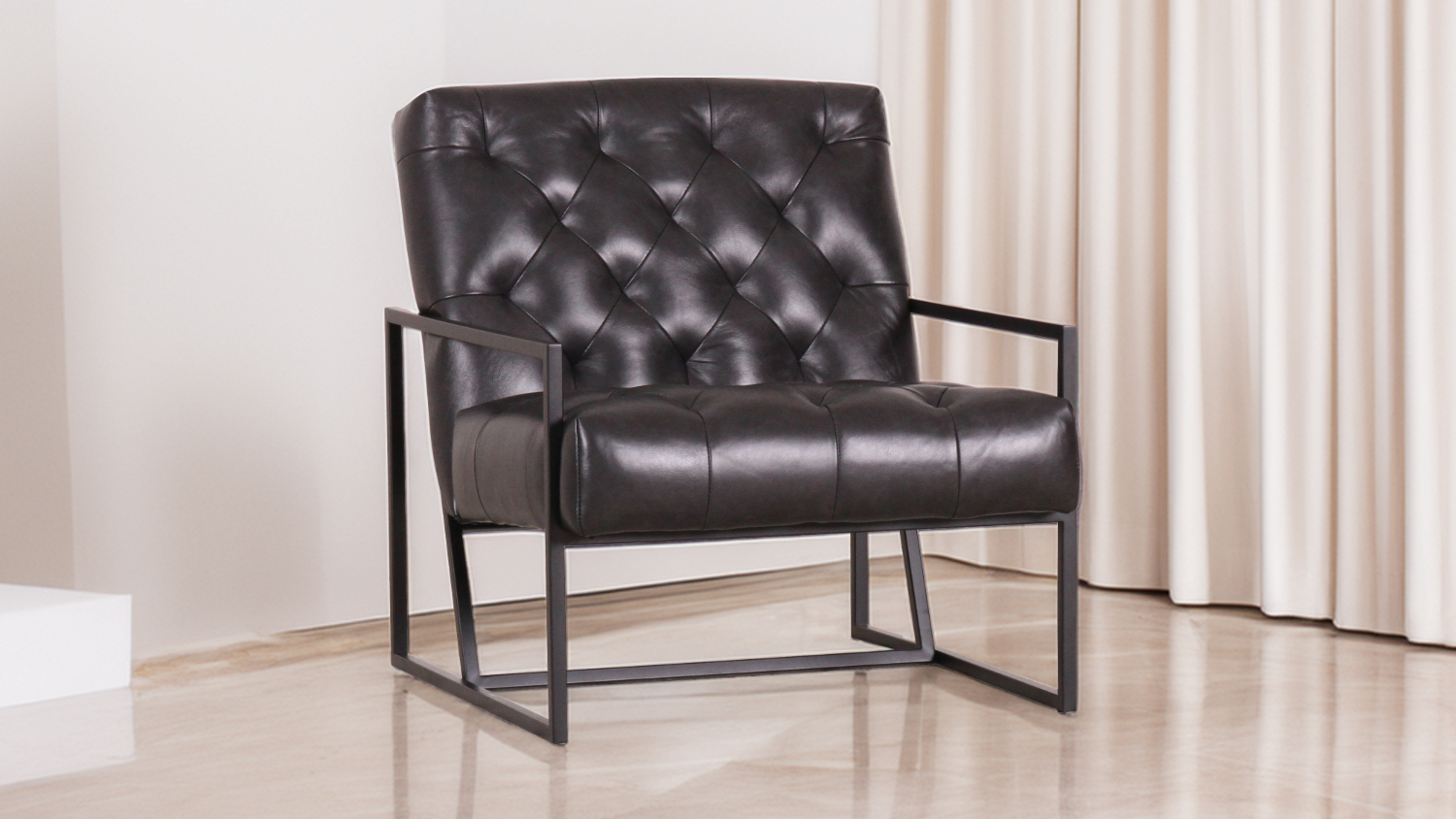 Bryon Accent Leather Chair - Caviar