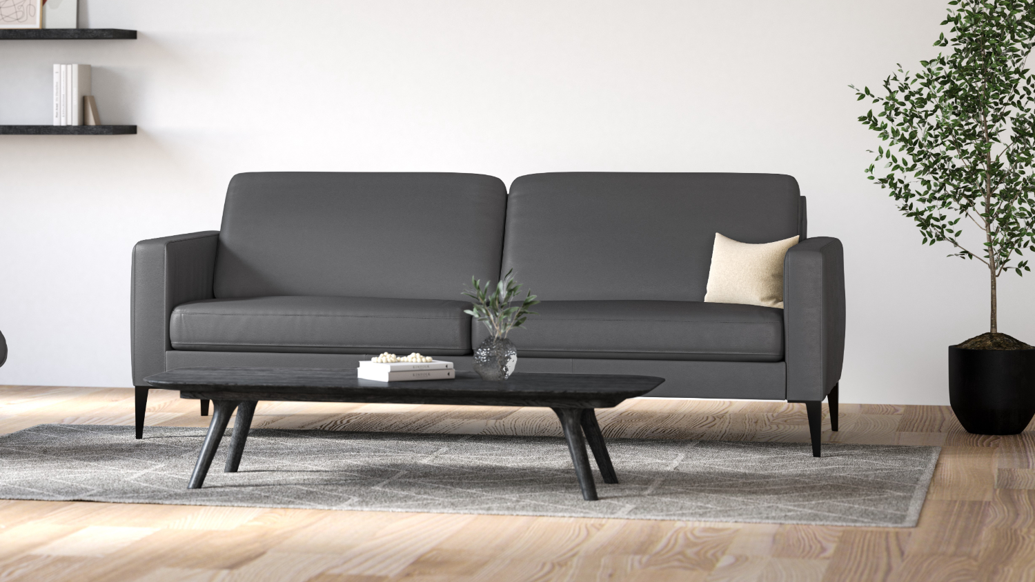 Narvik 3 Seater Leather Sofa - Trend Nickel
