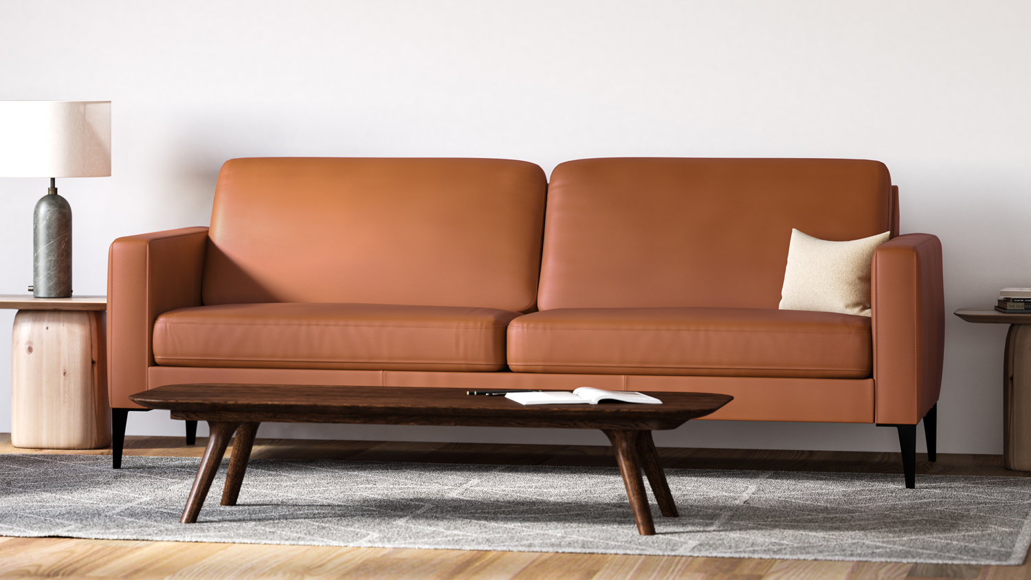 Narvik 3 Seater Leather Sofa - Trend Whiskey