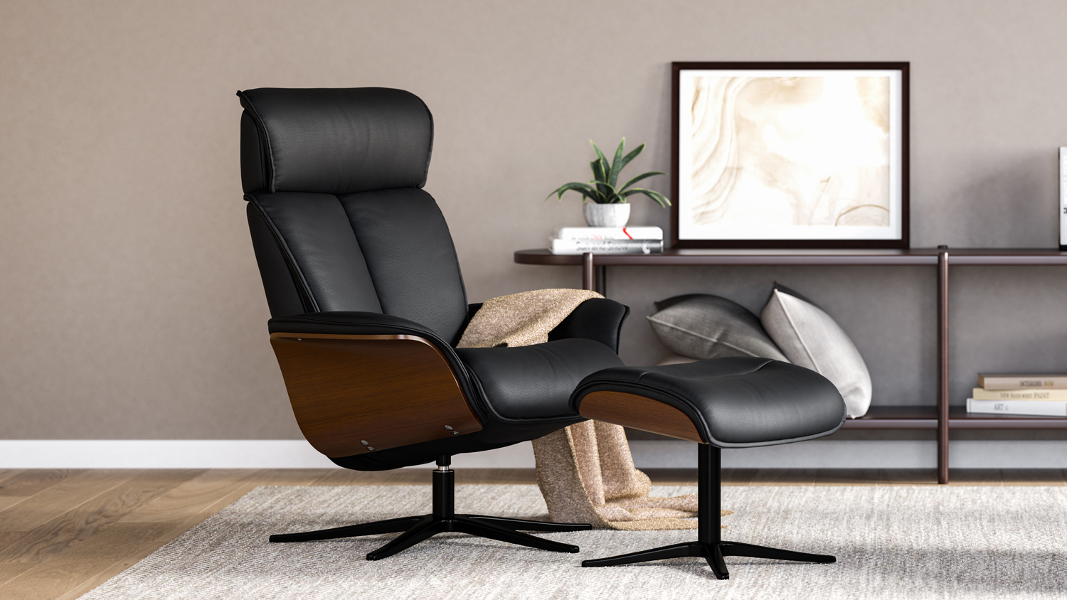 Space 5500 Leather Recliner and Footstool