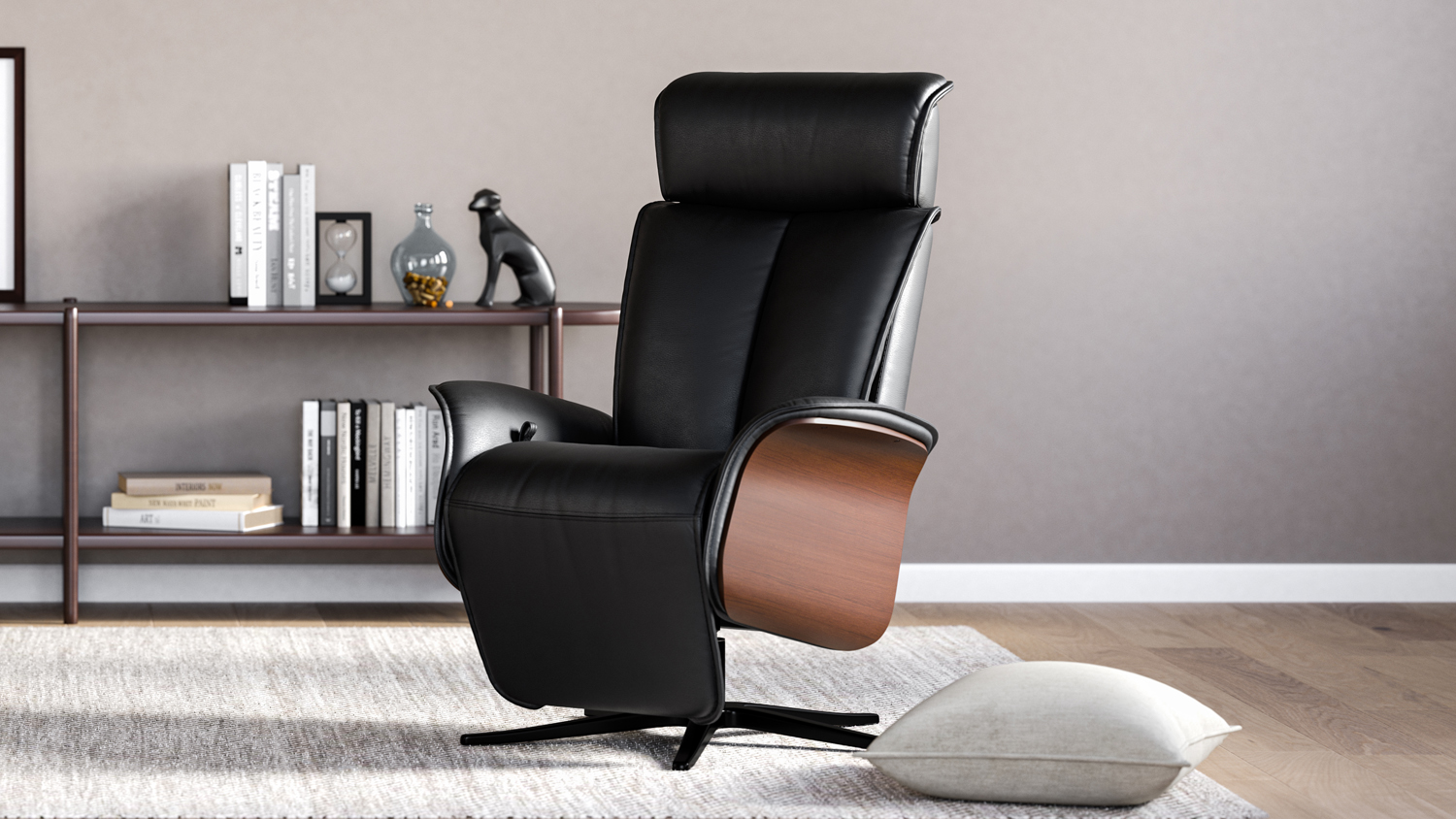 Space 5500 Leather Recliner with Integrated Footrest