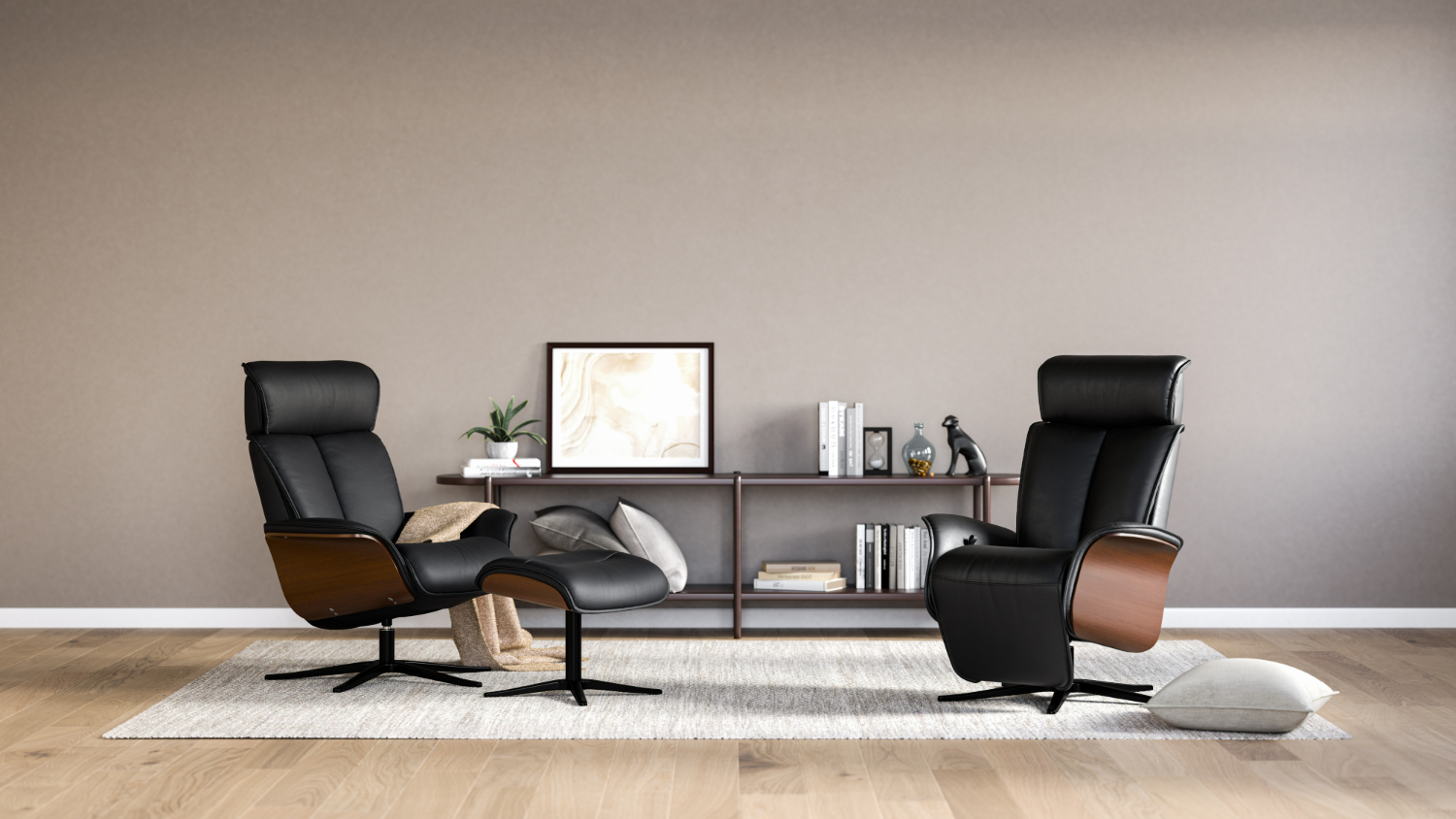Space 5500 Leather Recliner with Integrated Footrest