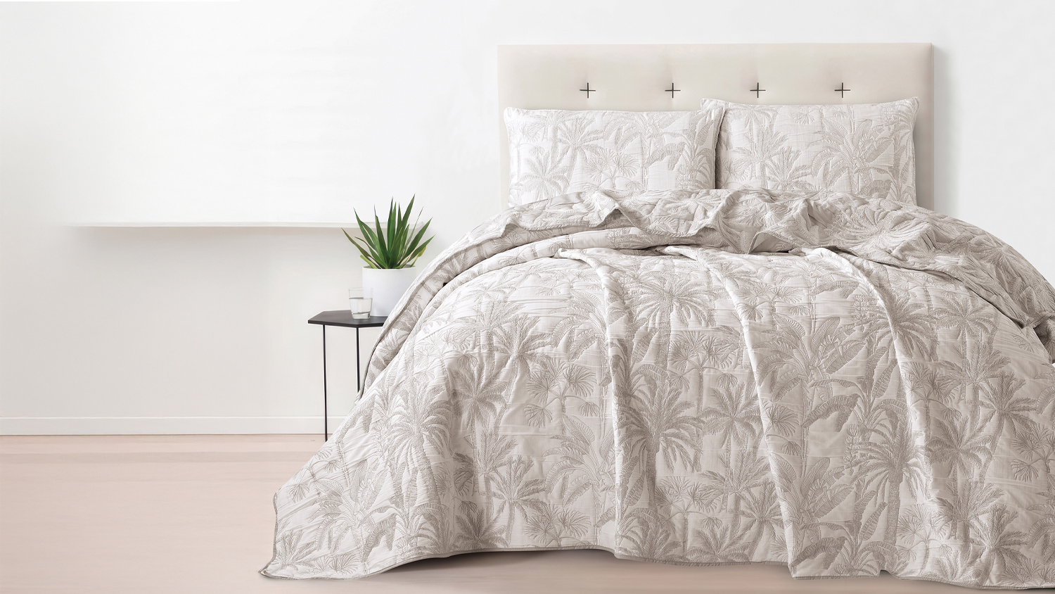 Palm Haven Beige Coverlet Set by Top Drawer