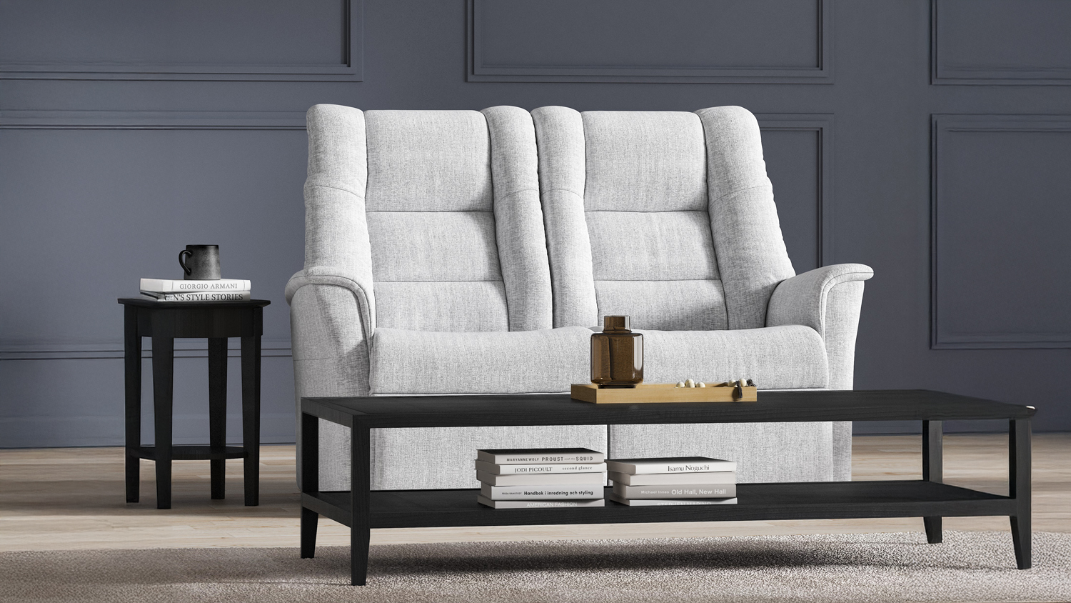 Victor 2 Seater Fabric Electric Recliner Sofa - Jena Silverstreak