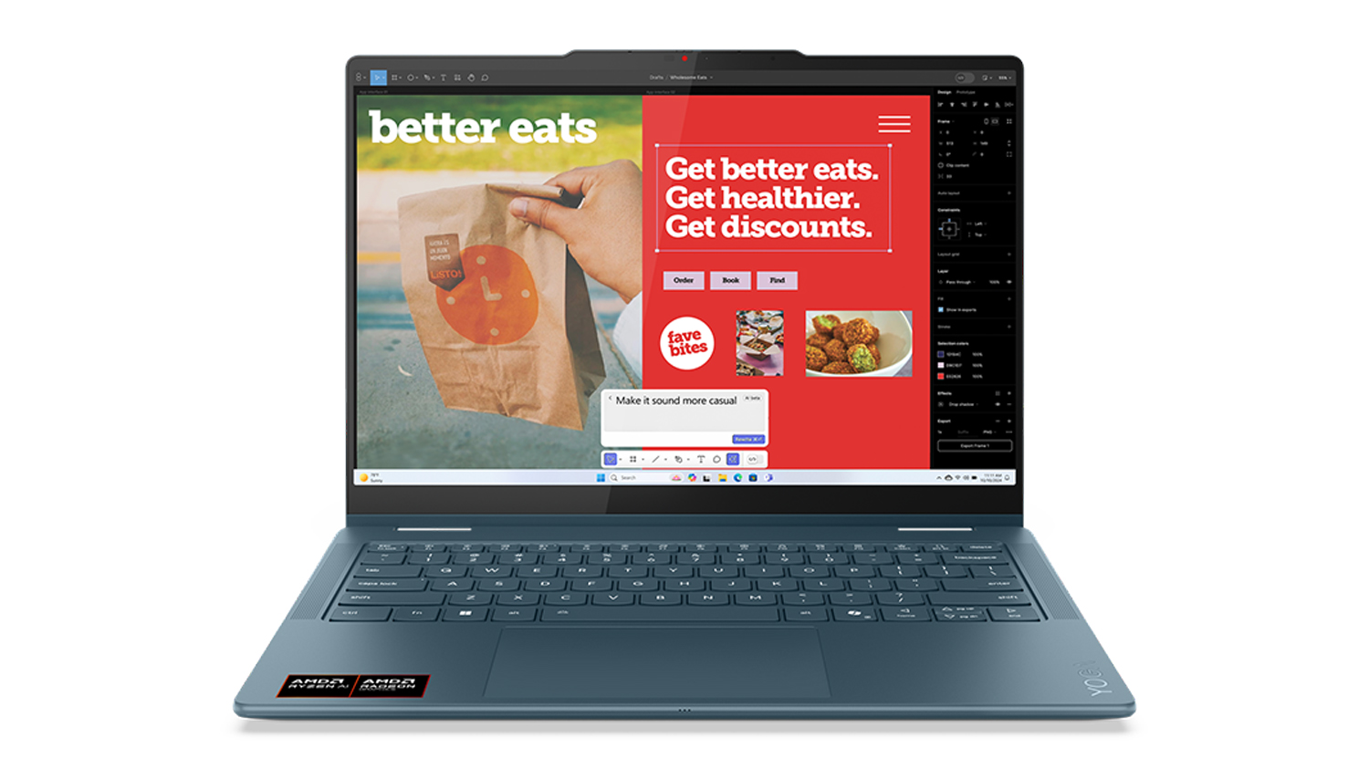 Lenovo Yoga 7 (10th Gen) 14&quot; 2-in-1 Laptop - AMD Ryzen AI 5 16GB-RAM 1TB-SSD Copilot+ PC - Tidal Teal (83JR0045AU)