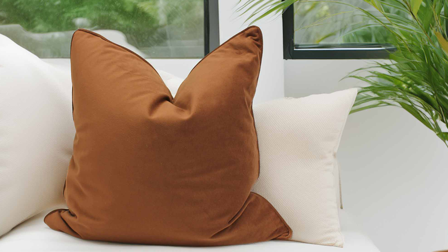 Huntsbury Velvet Square Cushion - Tobacco
