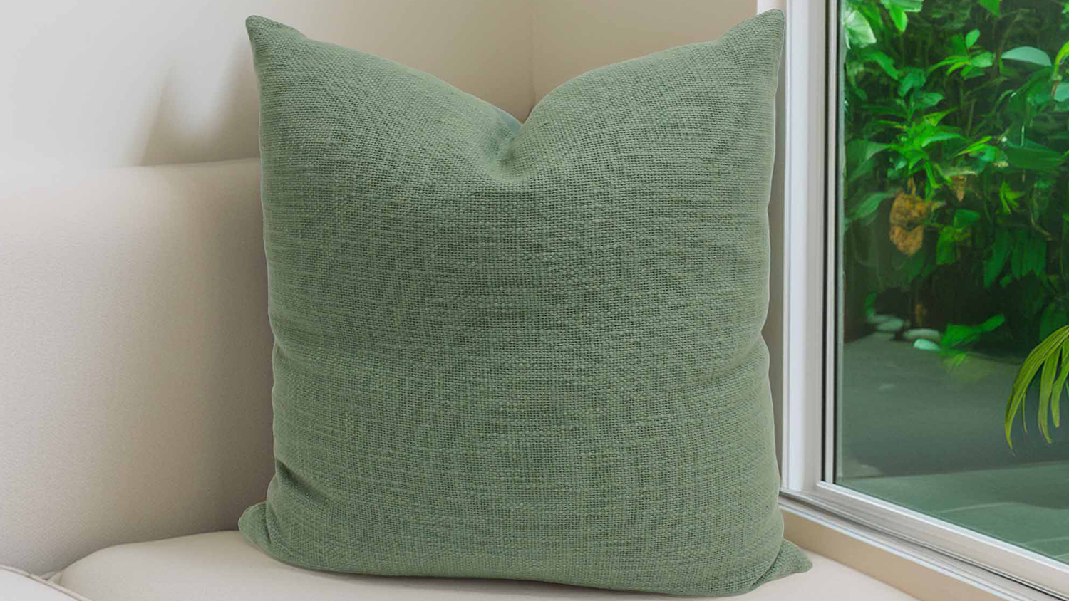 Rakaia Textured Square Cushion - Sage