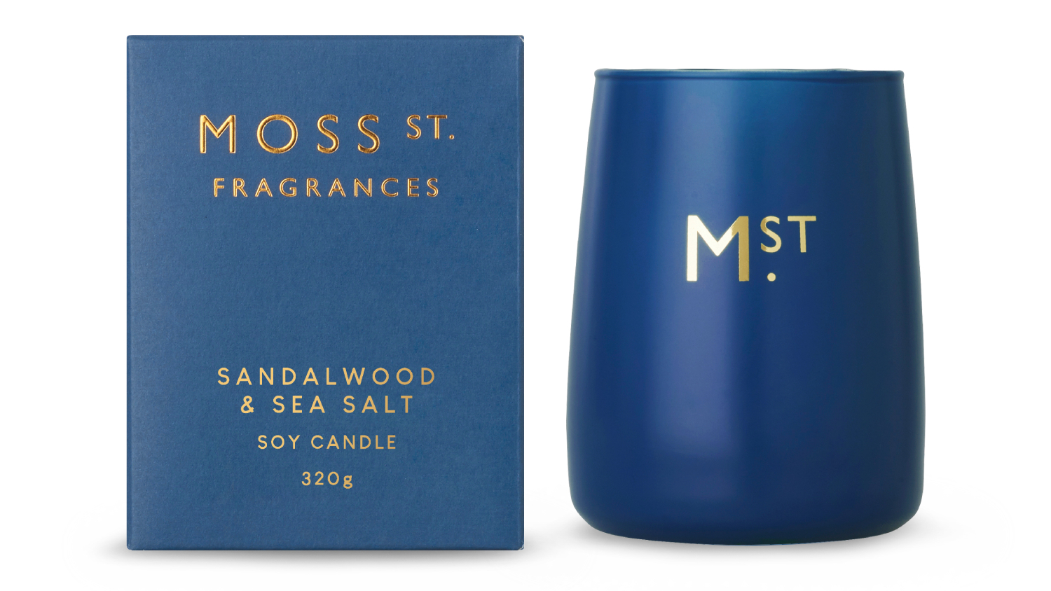 Moss St. 320g Scented Soy Candle - Sandalwood & Sea Salt