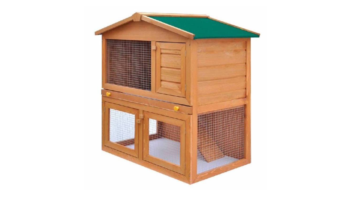 NNEVL Outdoor Rabbit Hutch 3 Door 90cm - Wood
