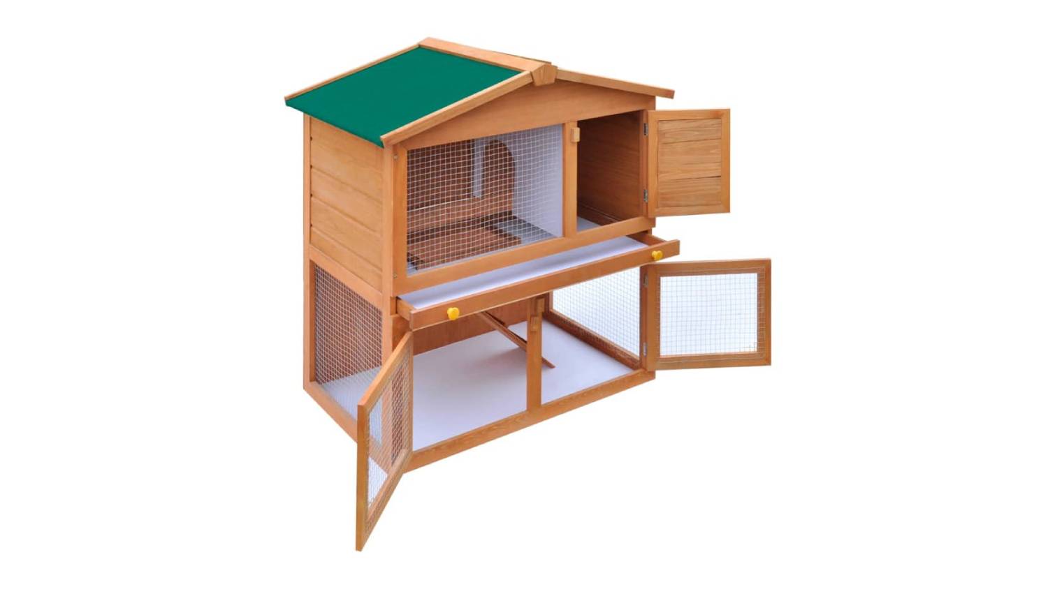 NNEVL Outdoor Rabbit Hutch 3 Door 90cm - Wood