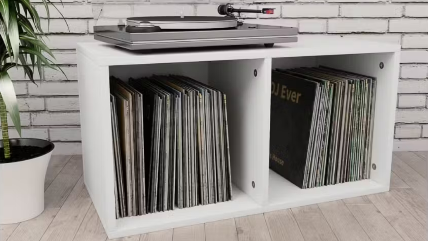 NNEVL Vinyl Record Storage Box 71 x 34 x 36cm - White