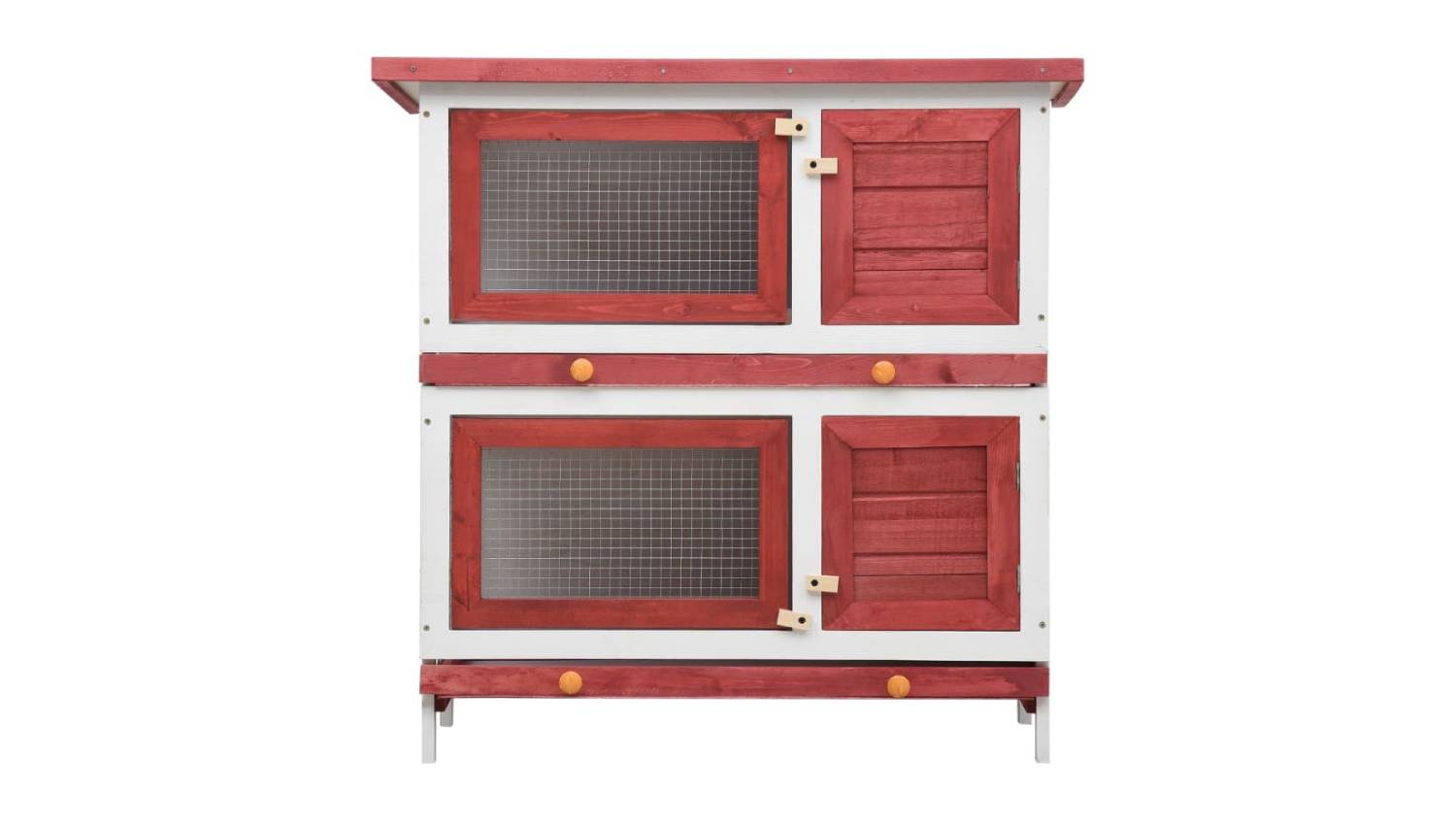 A front view of the Outdoor Rabbit Hutch 4 Door