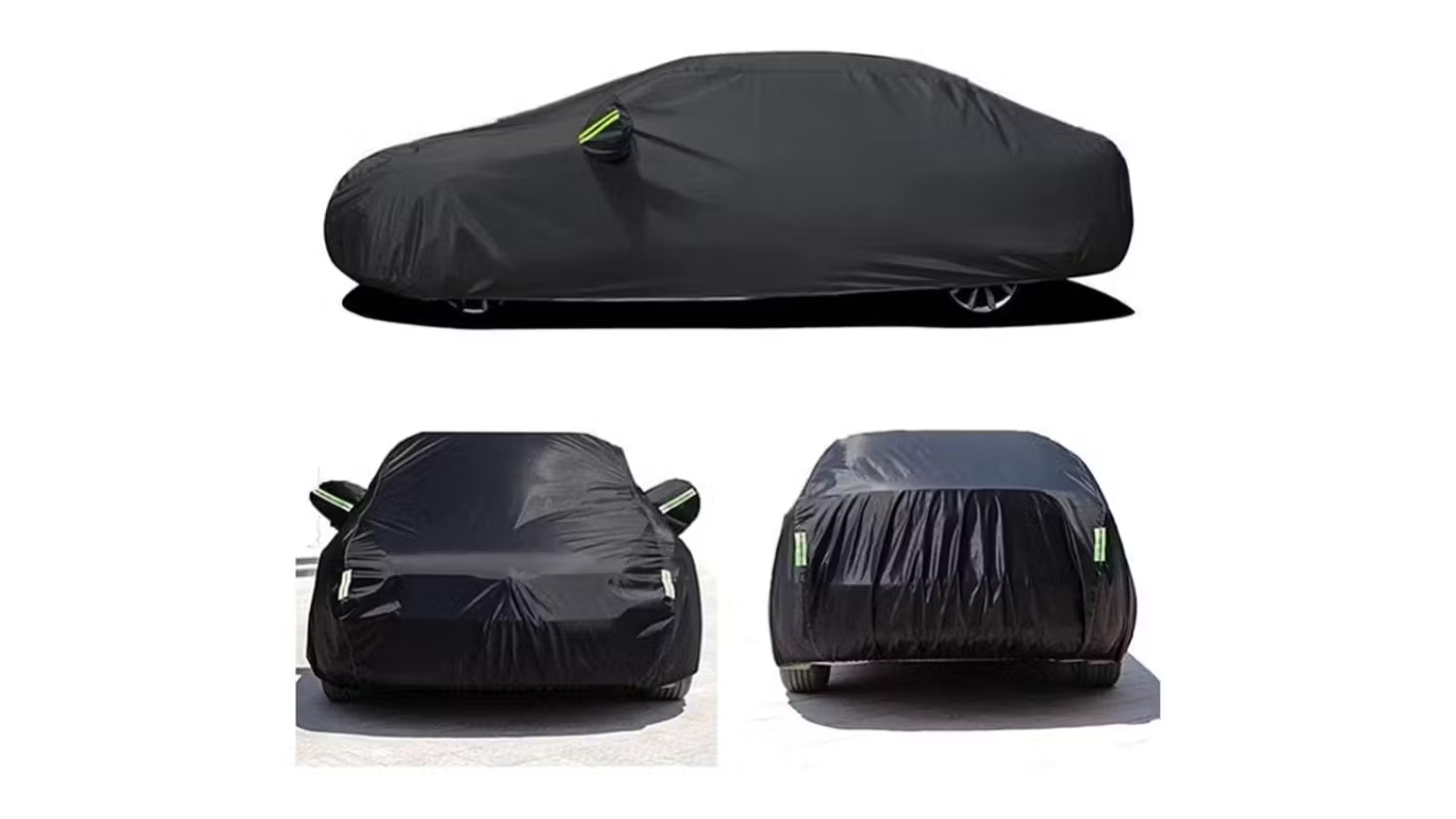 Kmall Heavy Duty Lined Sedan Car Cover with Lock, Zipper 4.7m - Black