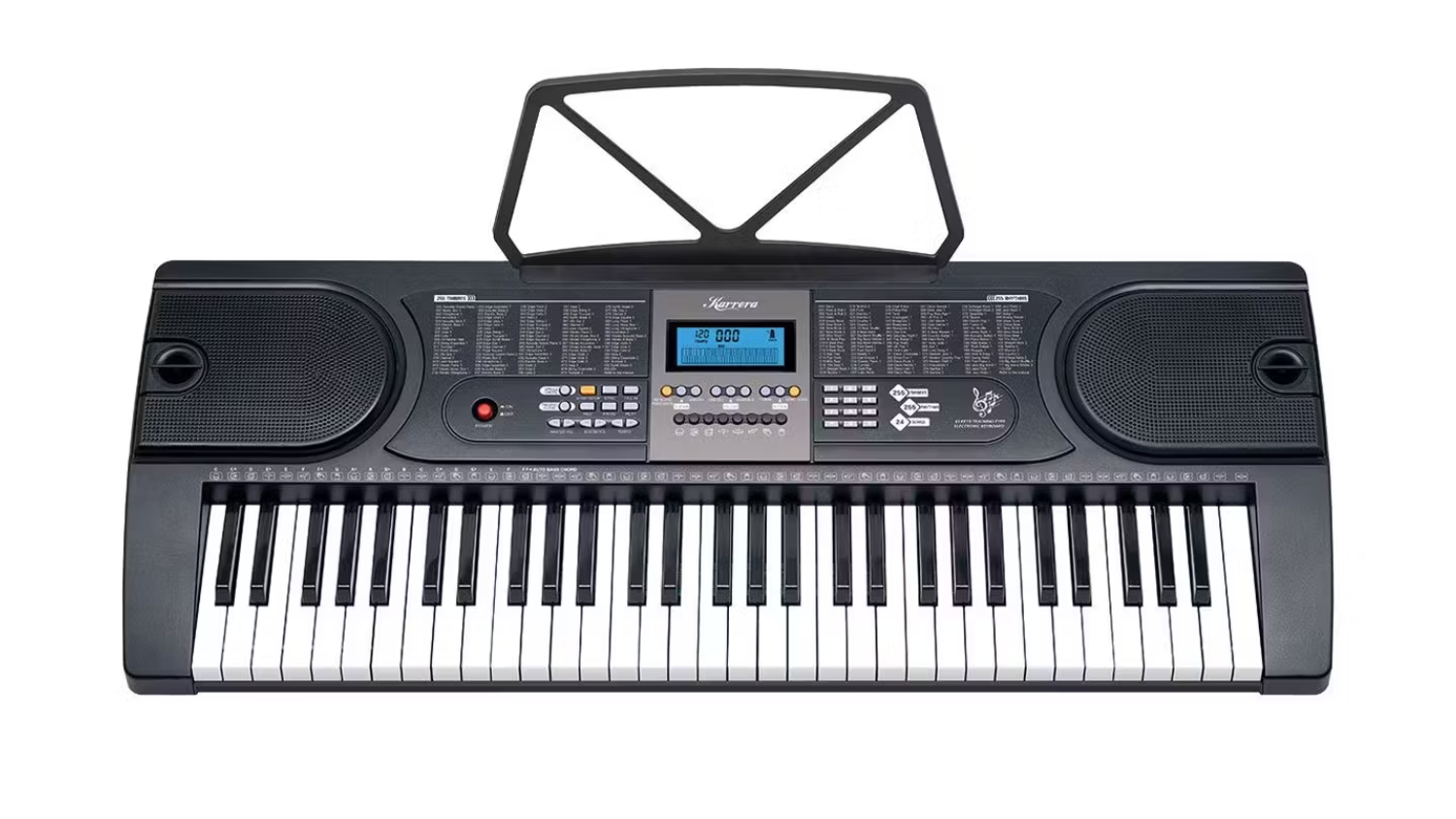 Karrera 61 Keys Electronic Keyboard with Stand - Black