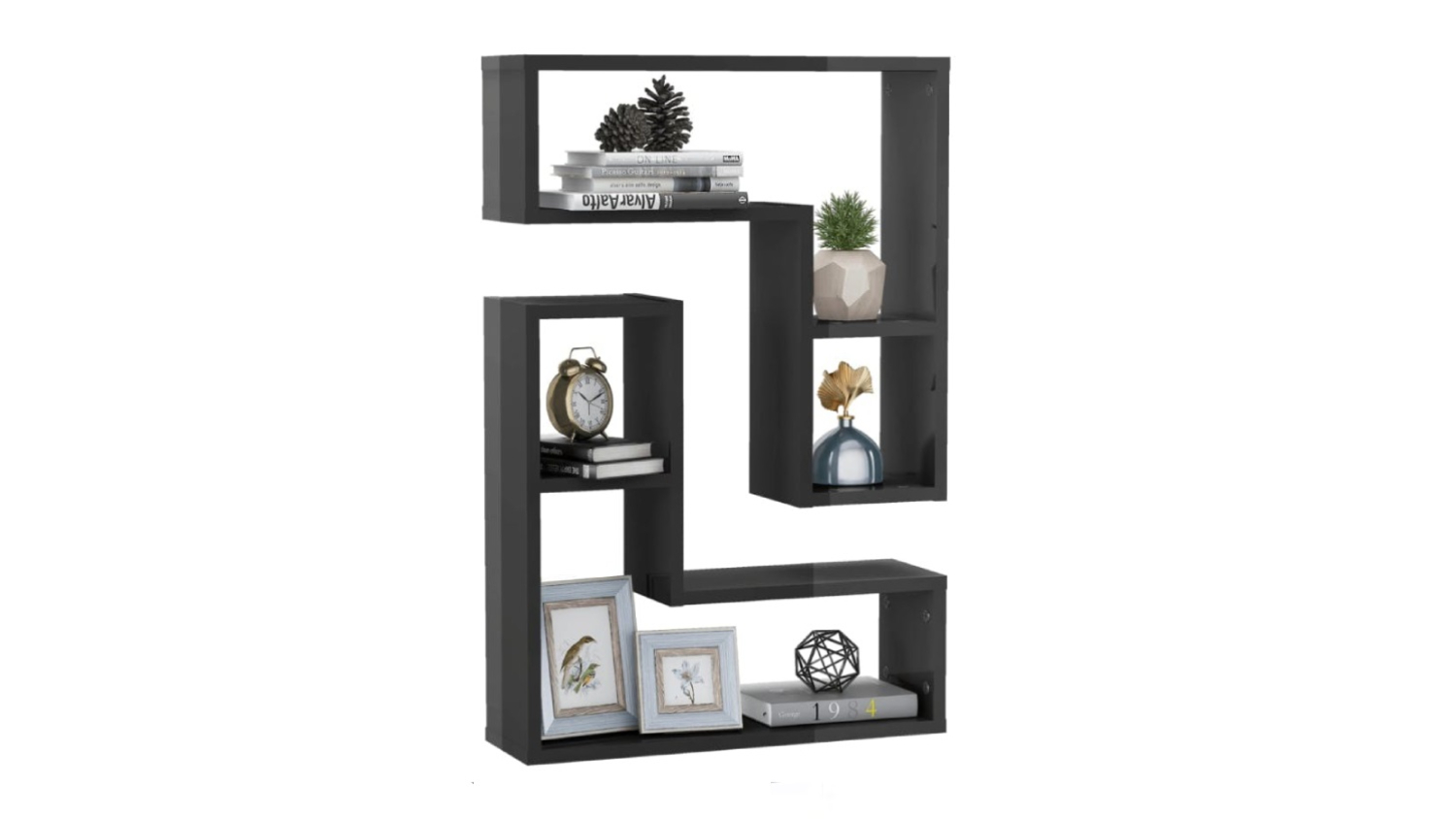 NNEVL Wall Shelves Floating L-Shape 2pcs. 50 x 15 x 50cm - Gloss Grey