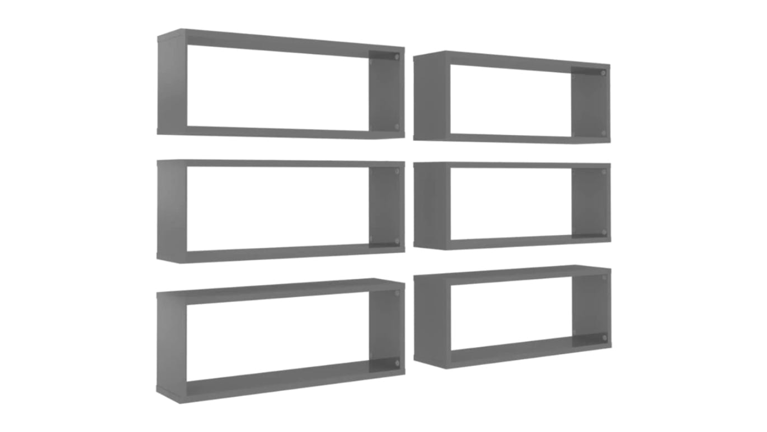 NNEVL Wall Shelves Floating Rectangle 6pcs. 60 x 15 x 33cm - Gloss Grey