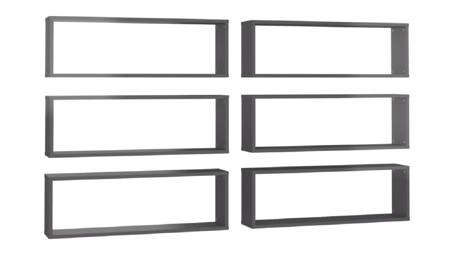 NNEVL Wall Shelves Floating Rectangle 6pcs. 80 x 15 x 26.5cm - Gloss Grey