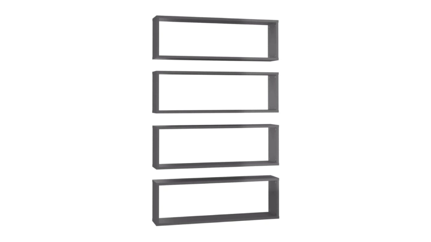 NNEVL Wall Shelves Floating Rectangle 4pcs. 80 x 15 x 26.5cm - Gloss Grey