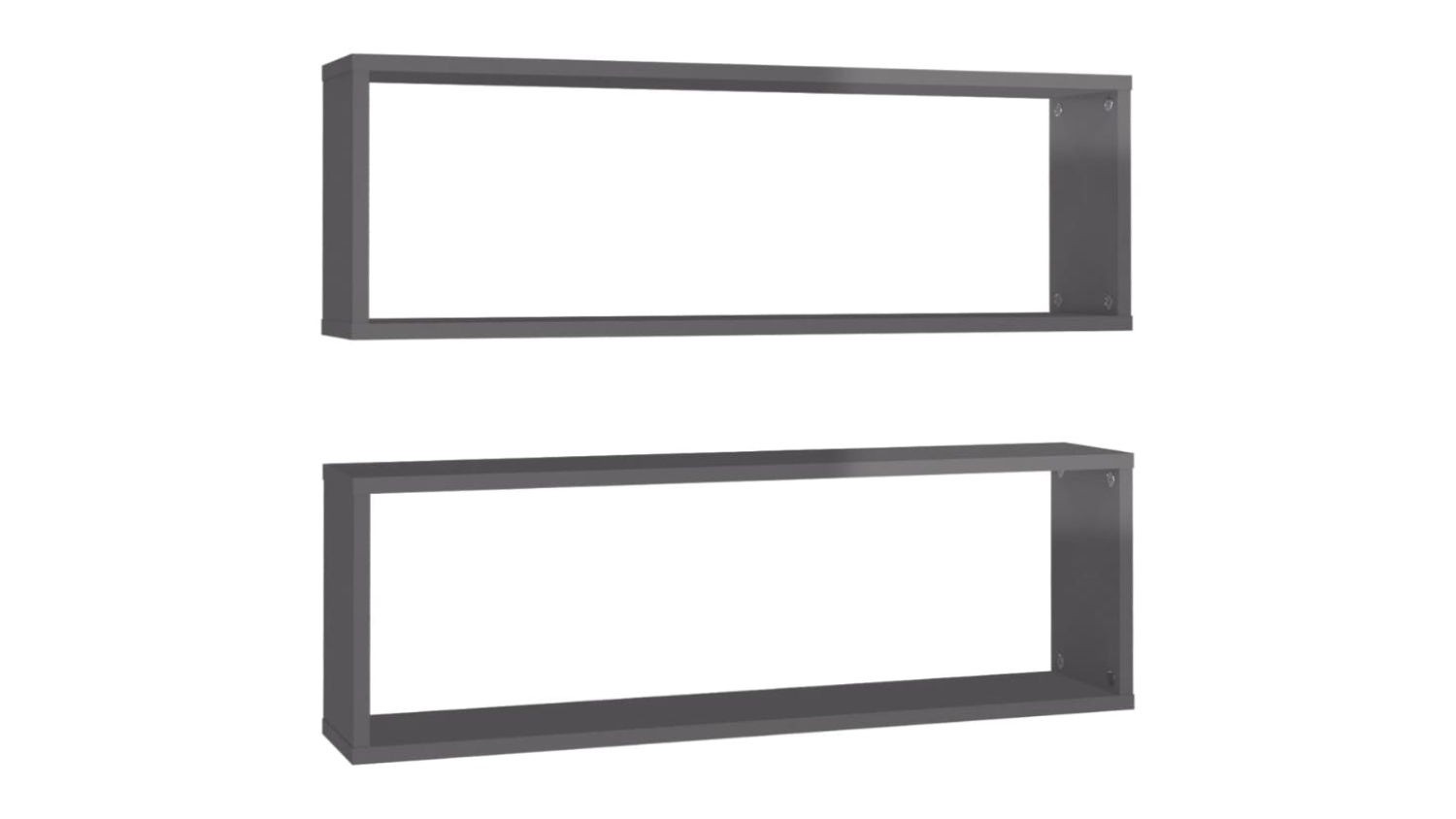 NNEVL Wall Shelves Floating Rectangle 2pcs. 80 x 15 x 26.5cm - Gloss Grey