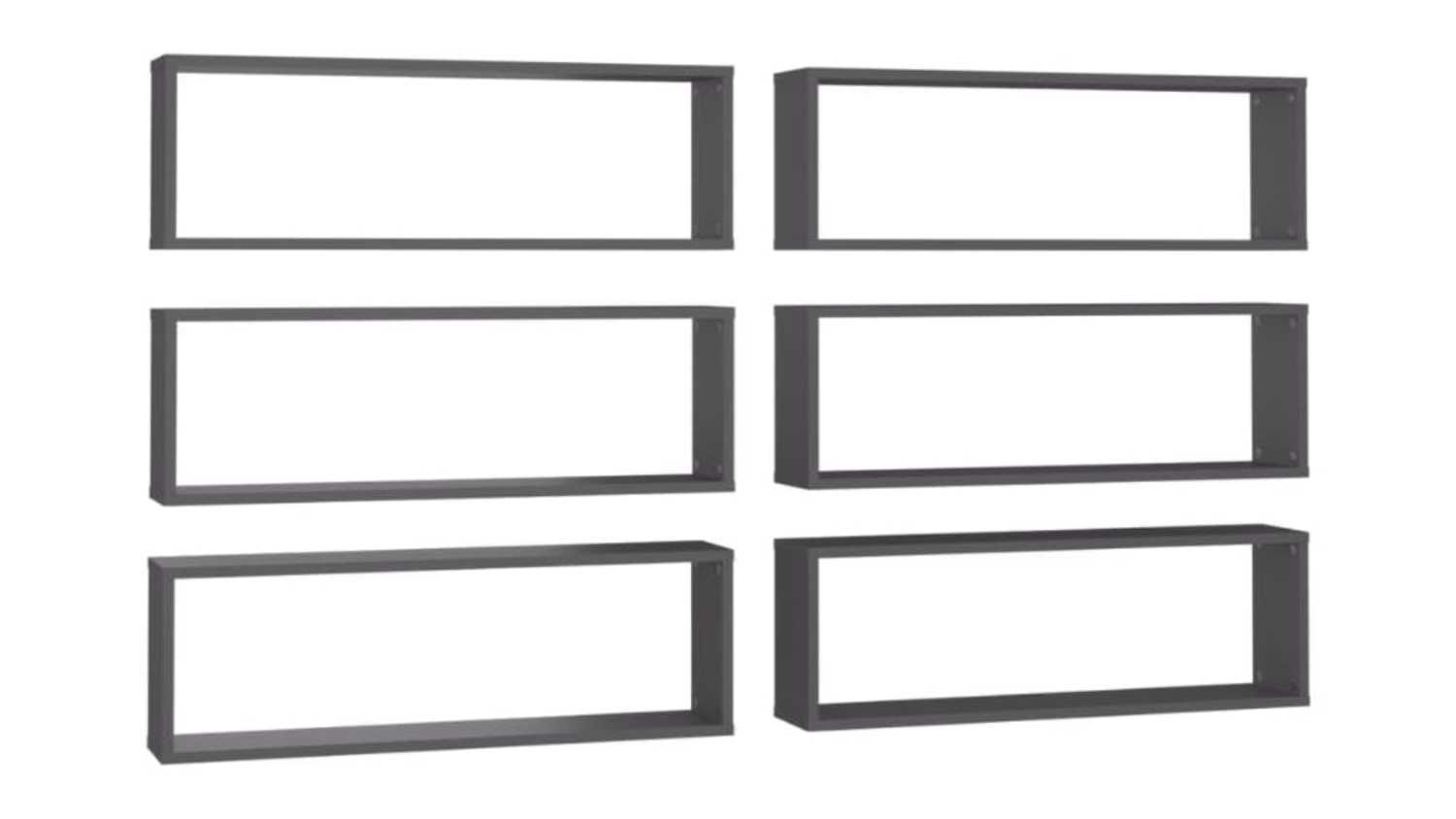 NNEVL Wall Shelves Floating Rectangle 6pcs. 80 x 15 x 26.5cm - Grey