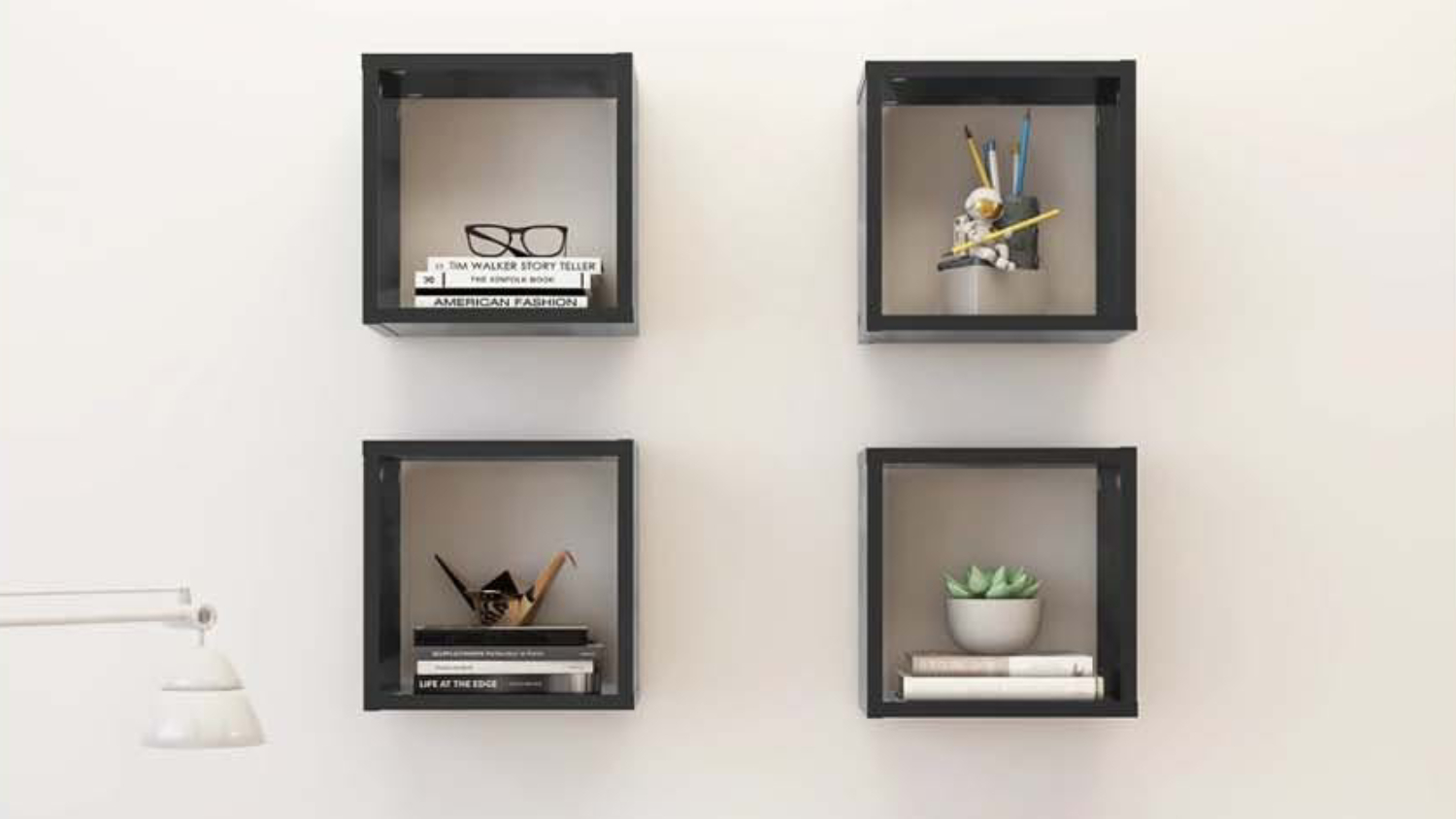 NNEVL Wall Shelves Floating Square 4pcs.
