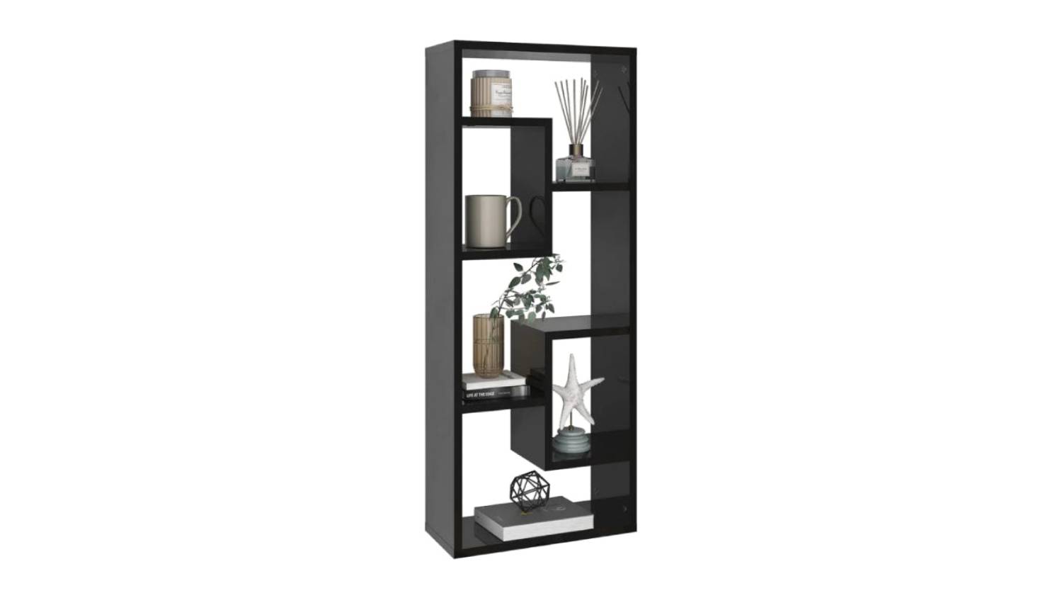 NNEVL Wall Shelves 5 Display 36 x 16 x 90cm - Gloss Black