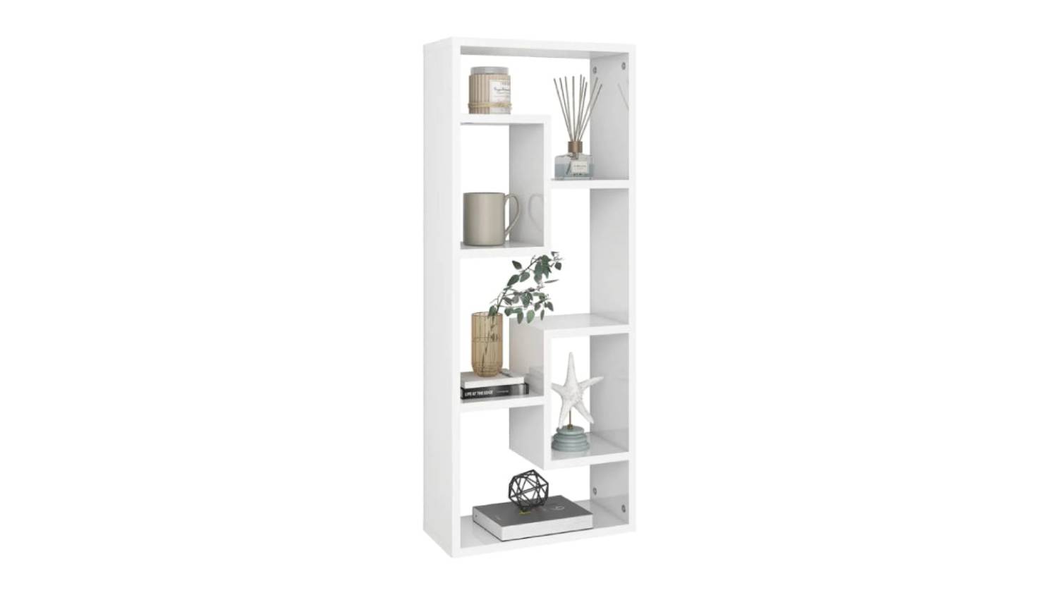 NNEVL Wall Shelves 5 Display 36 x 16 x 90cm - Gloss White