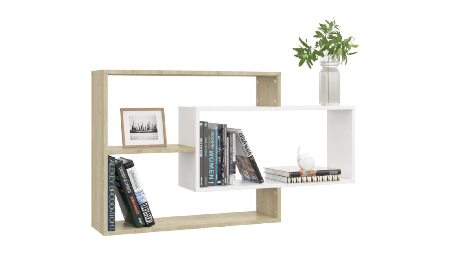 NNEVL Wall Shelves 104x20x58.5cm - Sonoma Oak/White