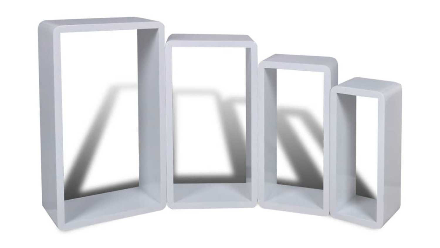 NNEVL Wall Shelves Floating Cuboid 4pcs. - Gloss White