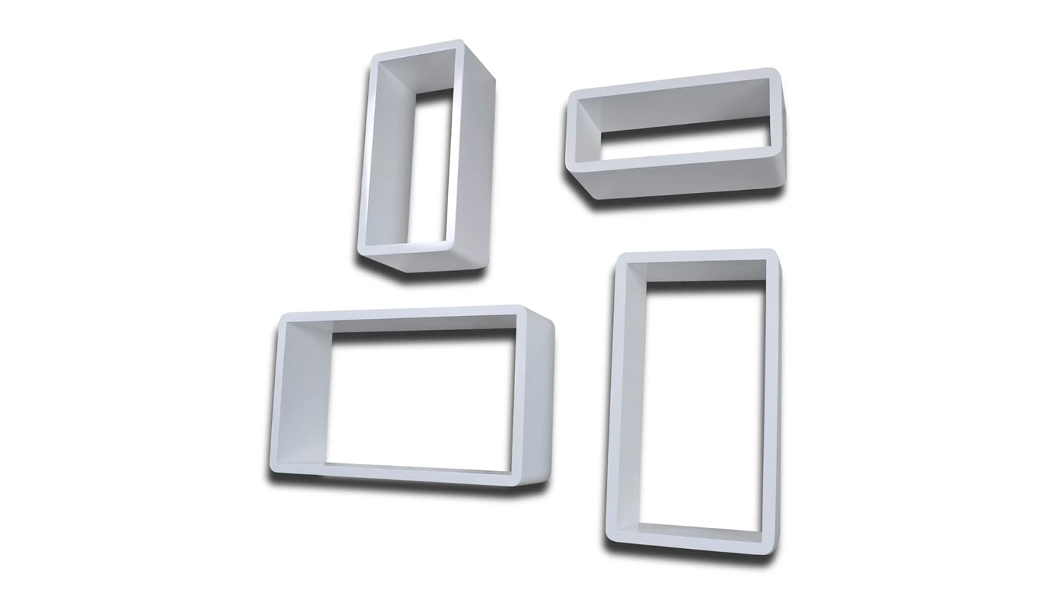 NNEVL Wall Shelves Floating Cuboid 4pcs. - Gloss White