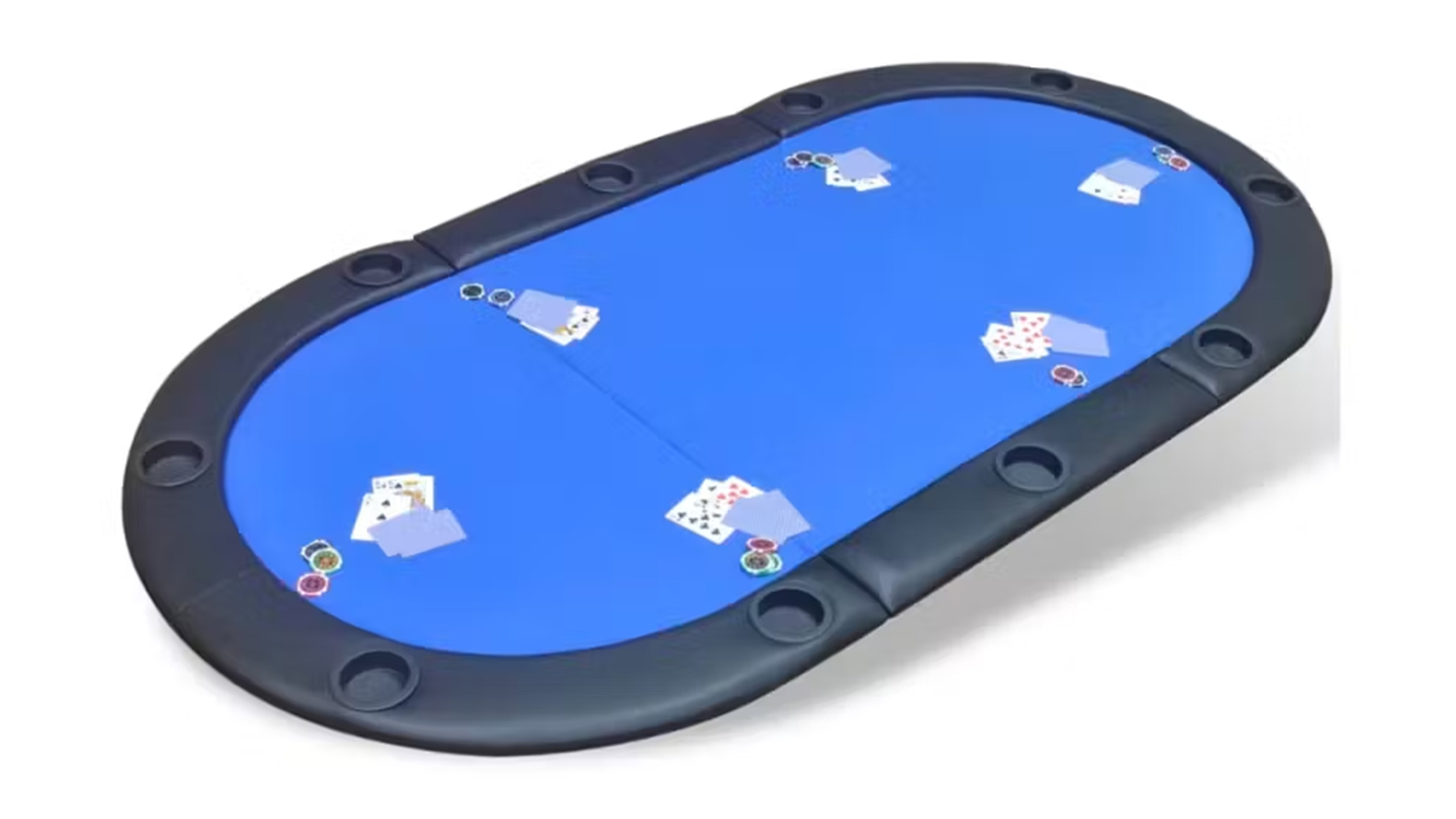 NNEVL Foldable 10-Player Poker Tabletop with Carry Case - Blue