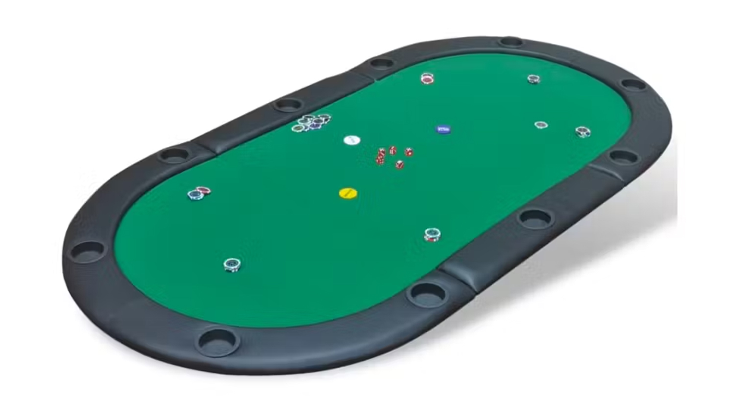 NNEVL Foldable 10-Player Poker Tabletop with Carry Case - Green