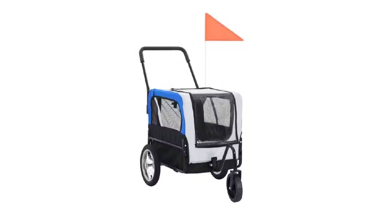 NNEVL 2-In-1 Pet Bike Trailer/Pet Jogging Stroller - White/Blue