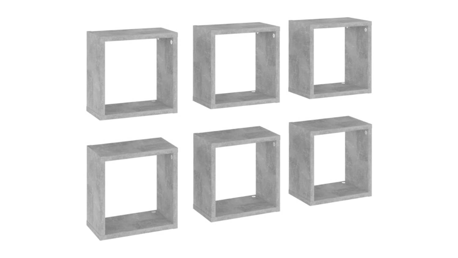 NNEVL Floating Cube Wall Shelves 6pcs. 26 x 15 x 26 - Concrete Grey
