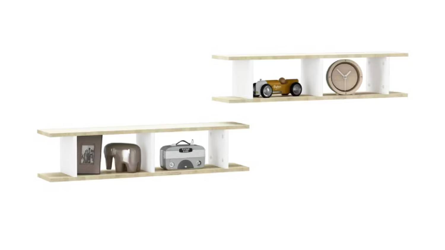 NNEVL Floating Ladder Wall Shelves 2pcs. 90 x 18 x 20cm - Sonoma Oak/White