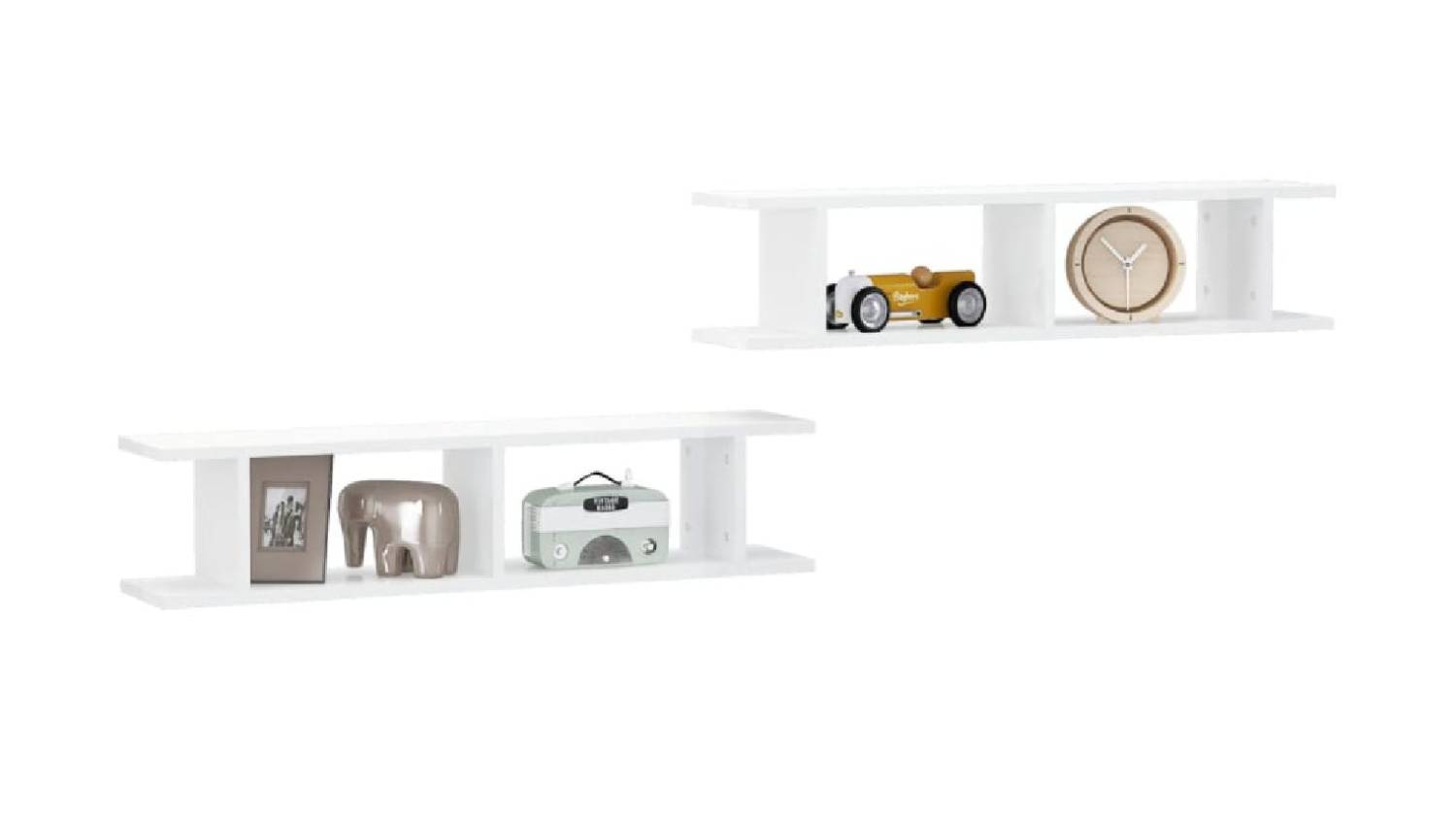NNEVL Floating Ladder Wall Shelves 2pcs. 90 x 18 x 20cm - Gloss White